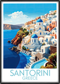 santorini travel poster main greece