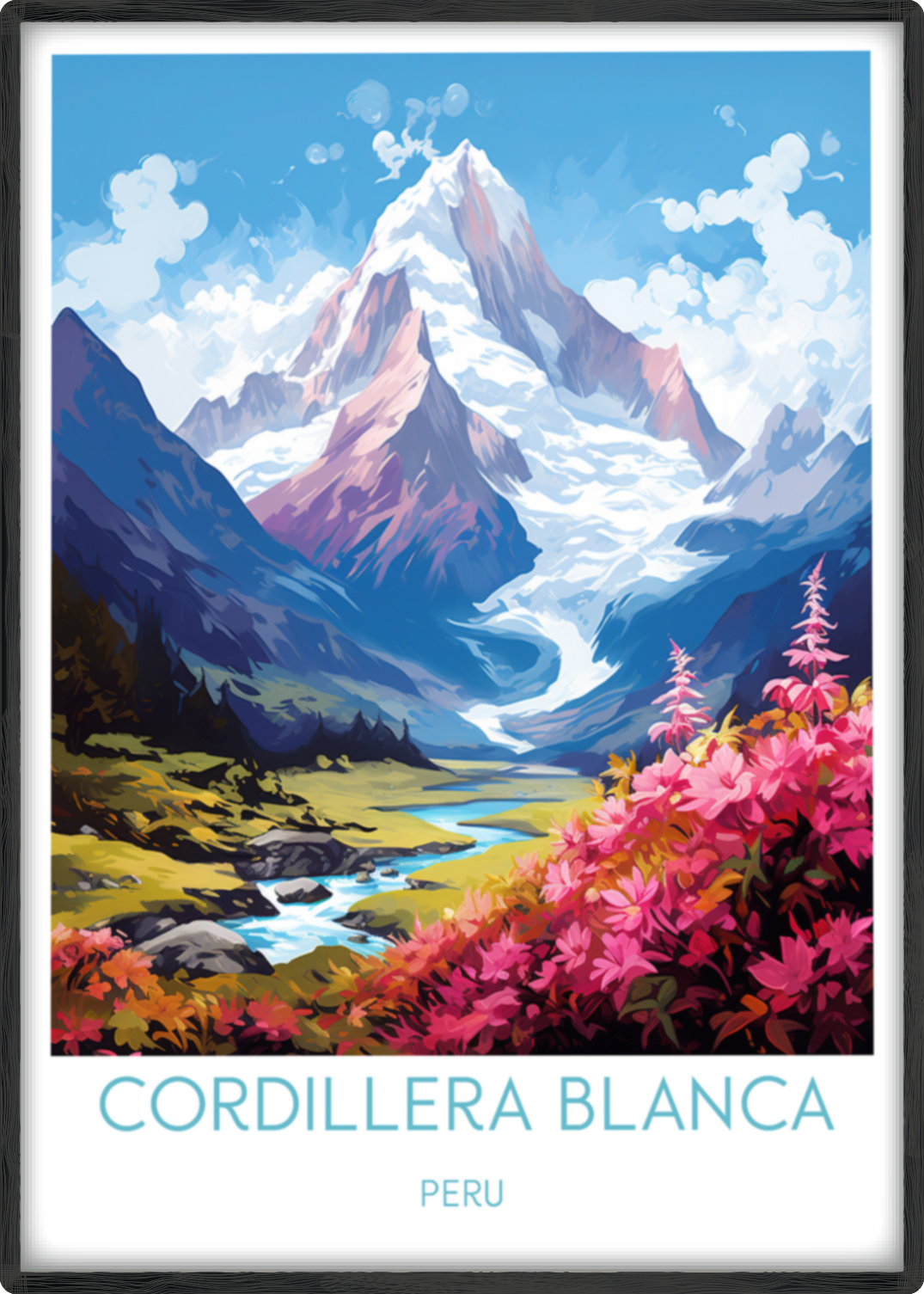 cordillera blanca travel poster main peru