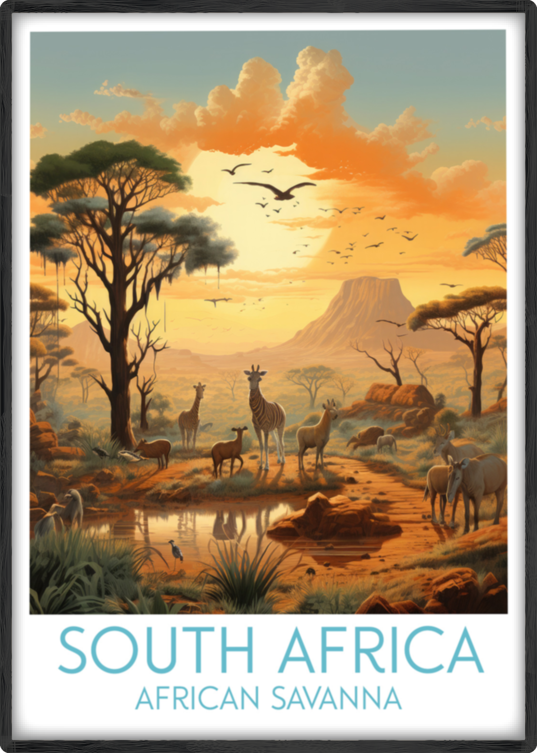 south africa travel poster main african savanna