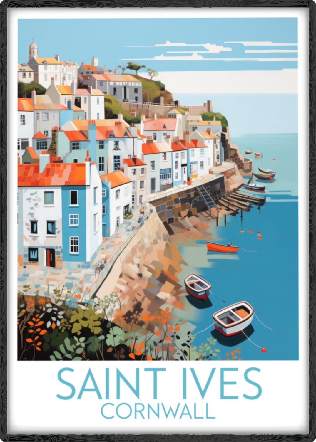 saint ives travel poster main cornwall