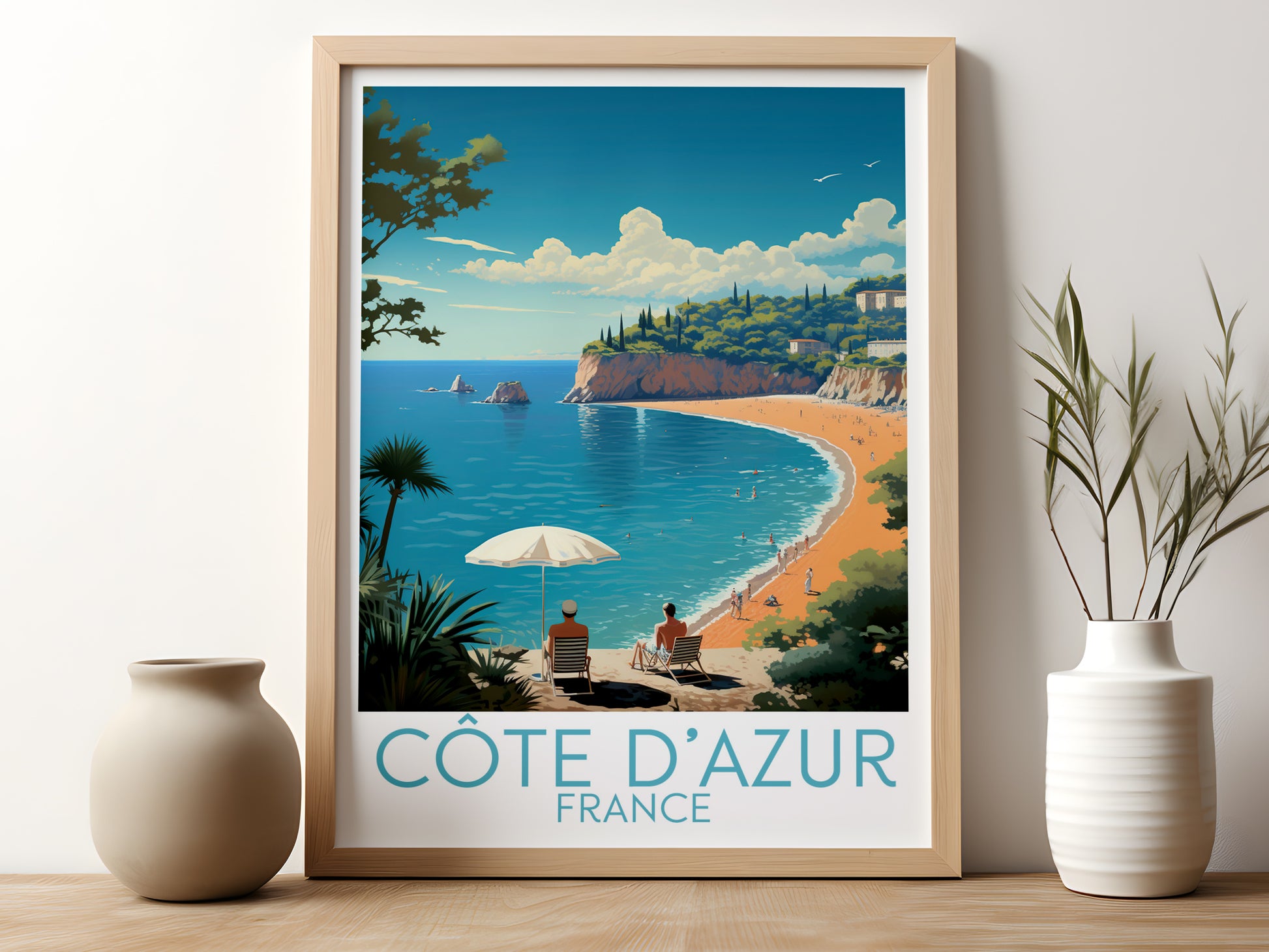 Côte d'Azur travel poster for kitchen France