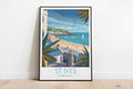 St Ives travel poster on the ground Cornwall