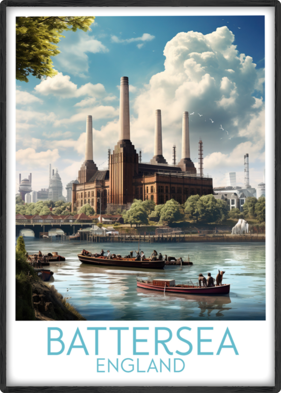 battersea travel poster main england