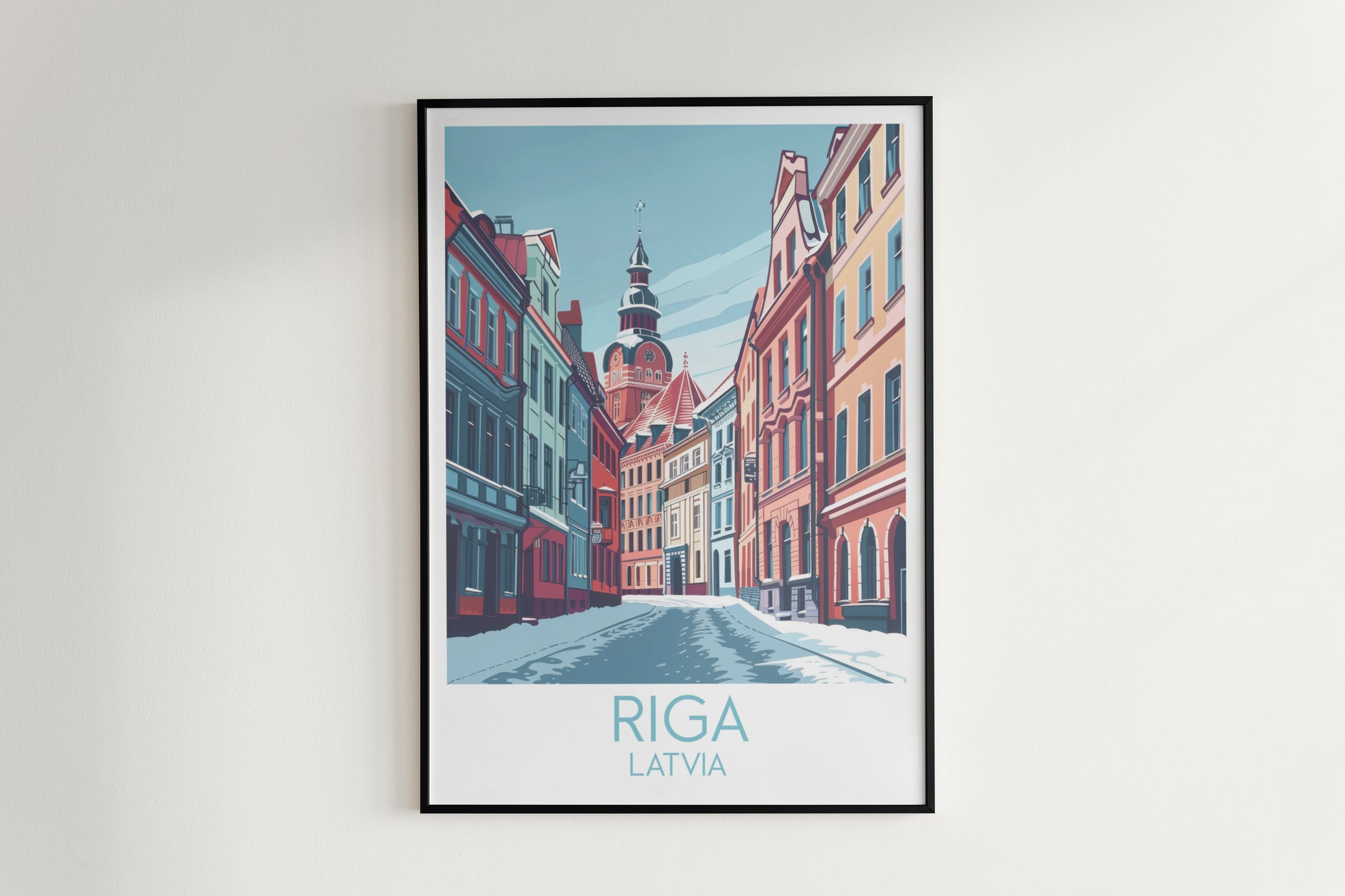 Riga travel poster on the wall Latvia