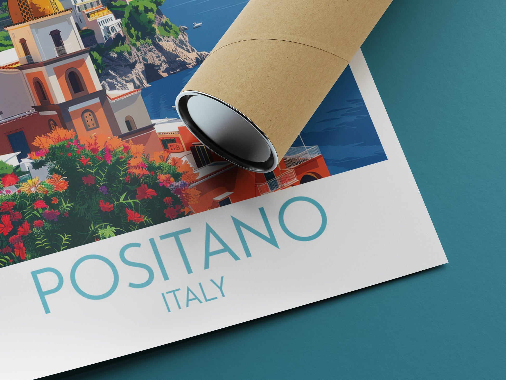 Positano travel poster rolled Italy