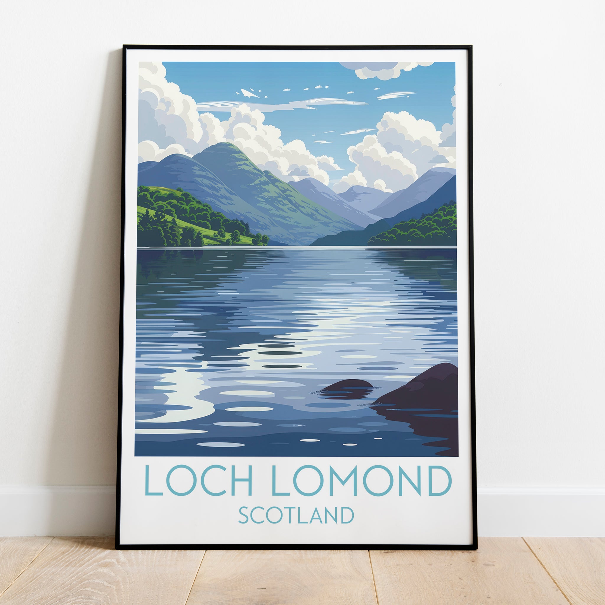 Loch Lomond travel poster on the ground Scotland