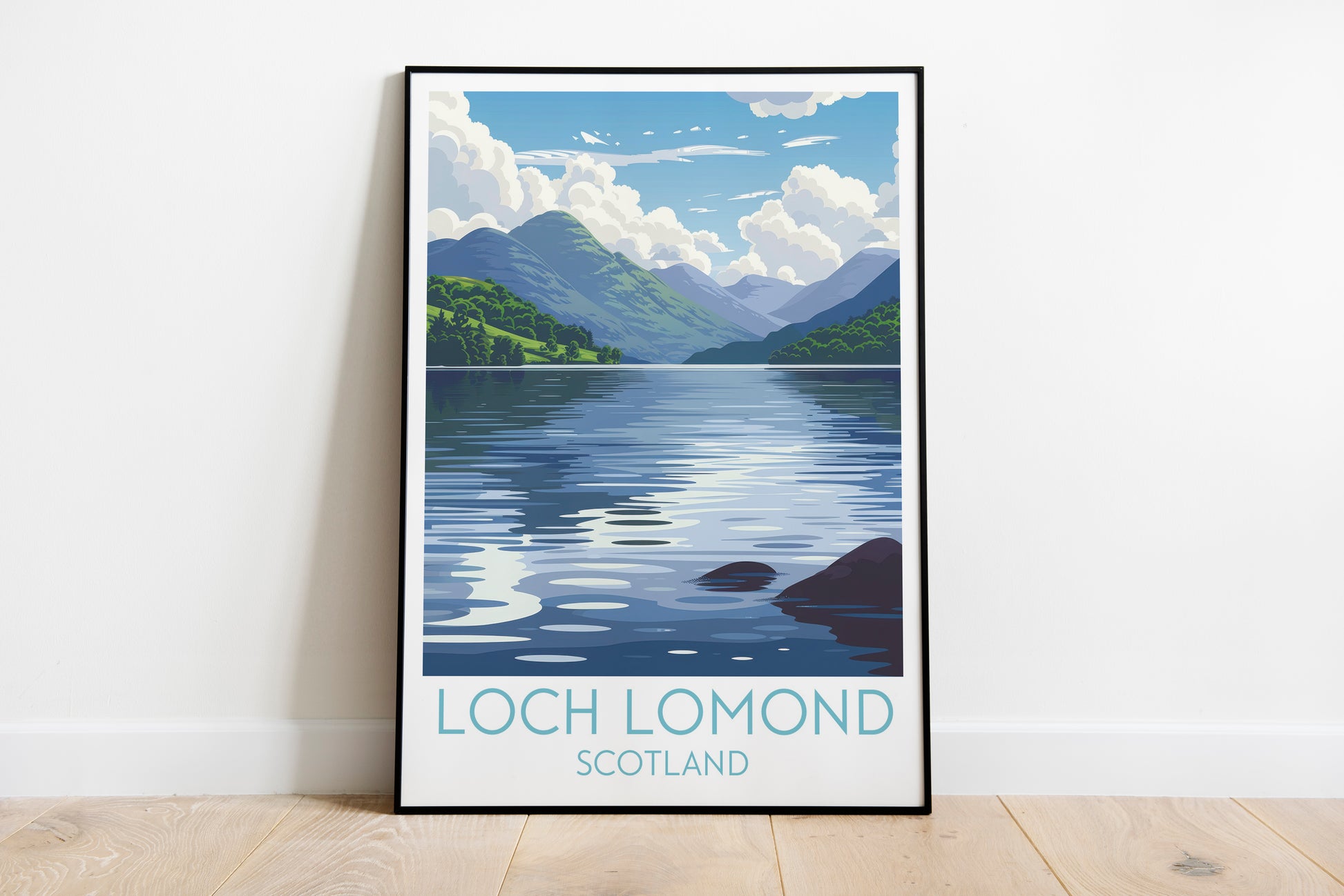 Loch Lomond travel poster on the ground Scotland