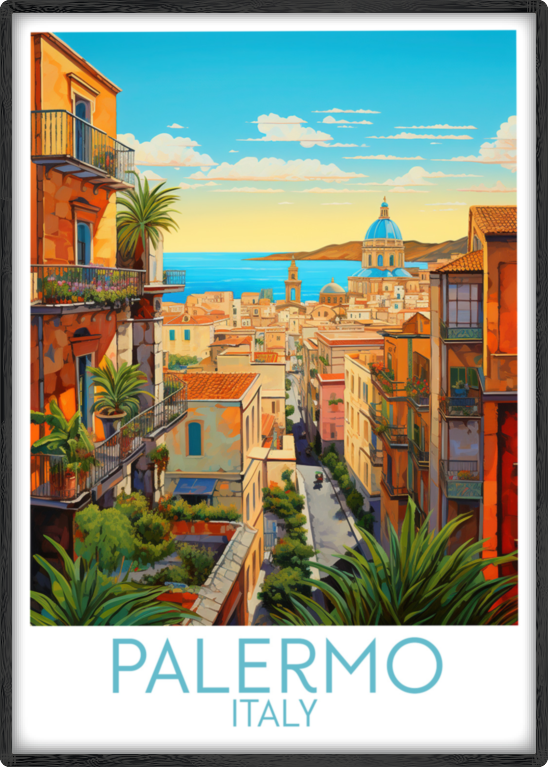 palermo travel poster main italy