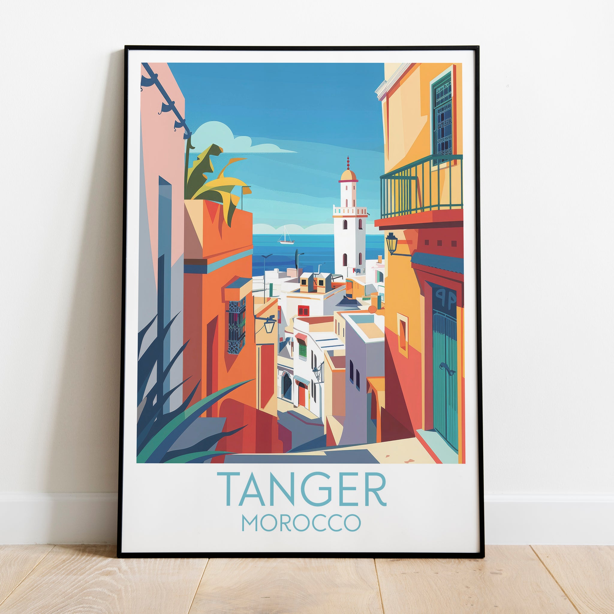 Tanger travel poster on the ground Morocco