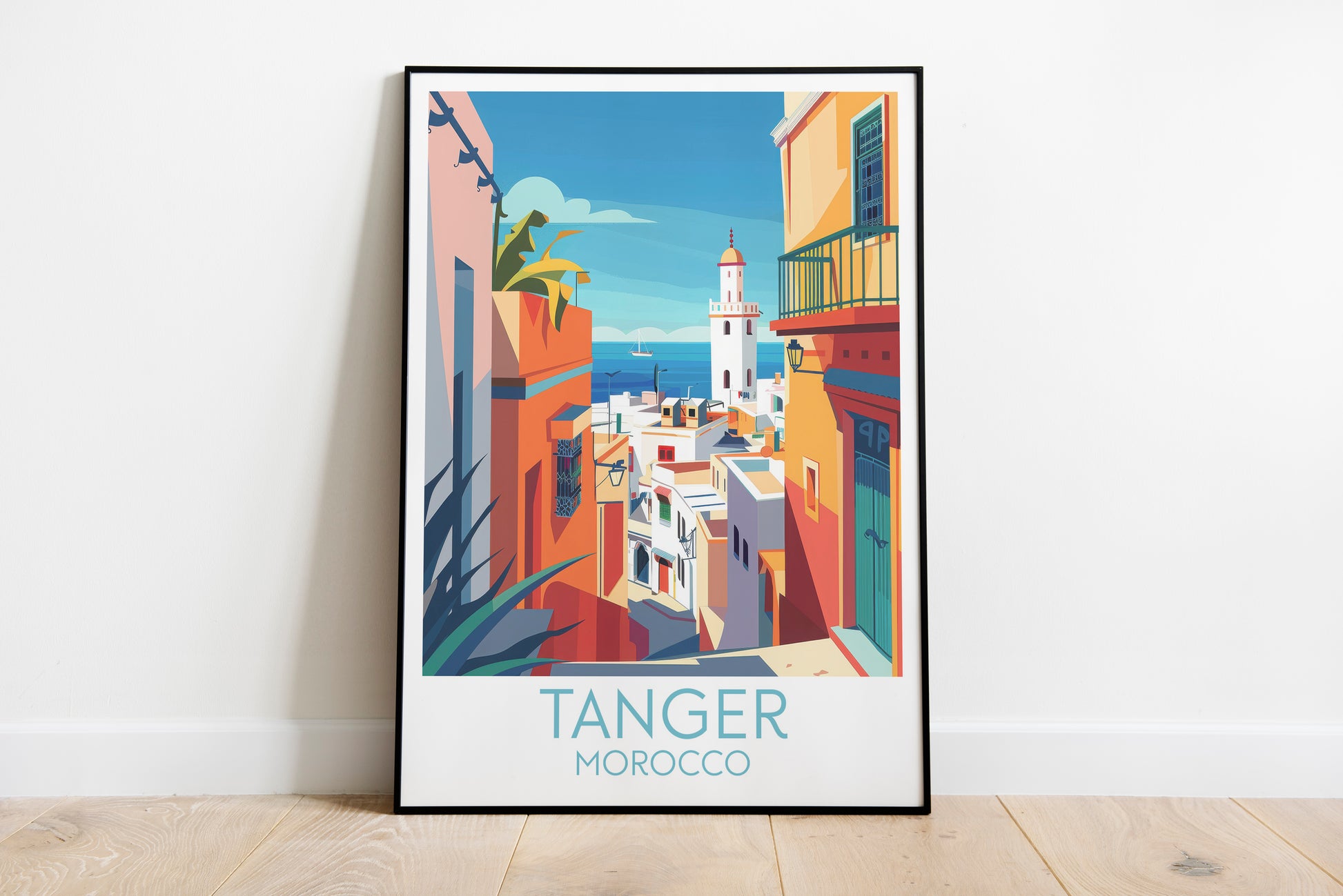 Tanger travel poster on the ground Morocco