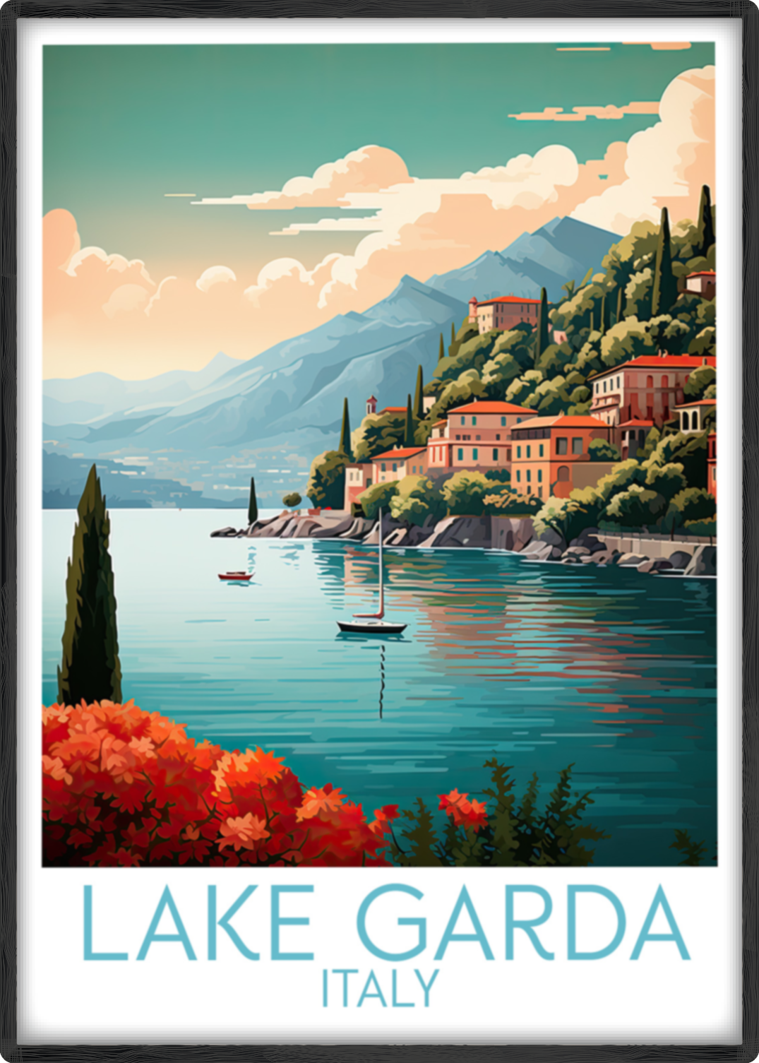 lake garda travel poster main italy