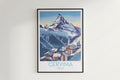 Cervinia travel poster on the wall Italy