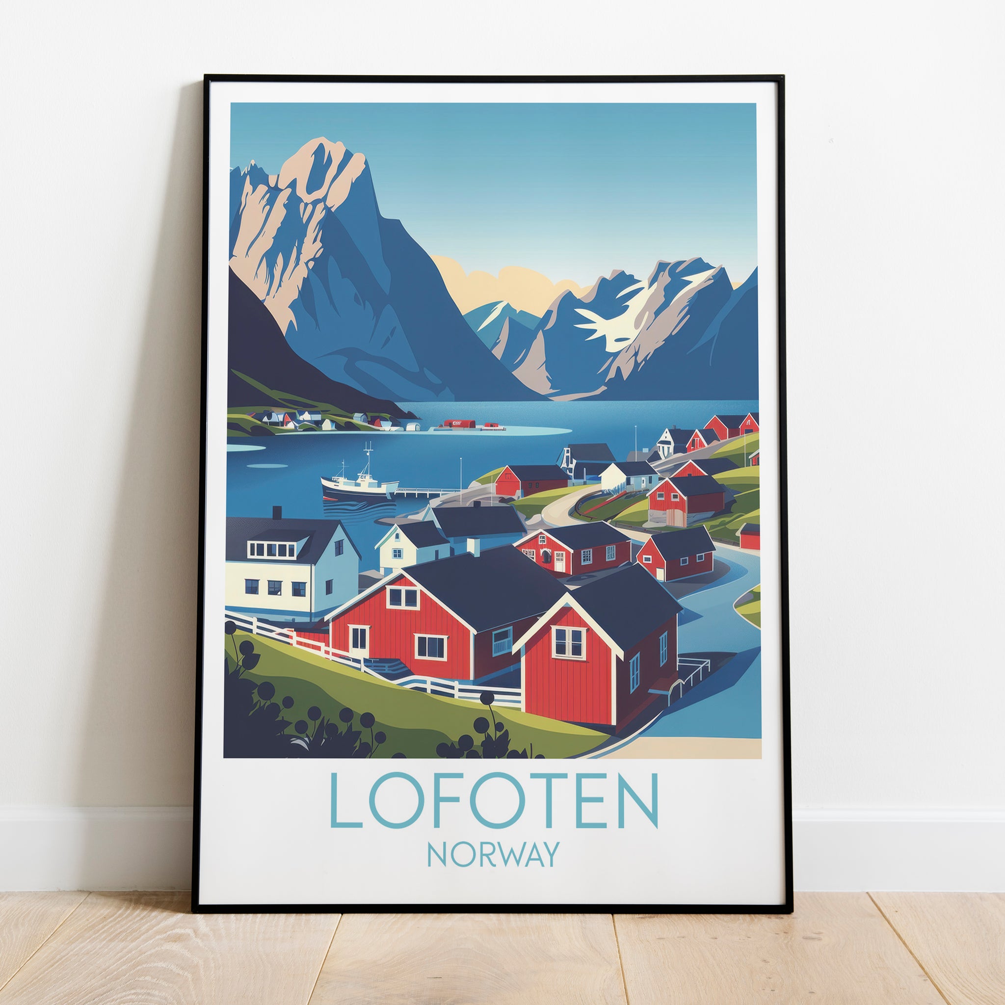 Lofoten travel poster on the ground Norway