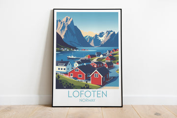 Lofoten travel poster on the ground Norway