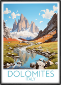 dolomites travel poster main italy