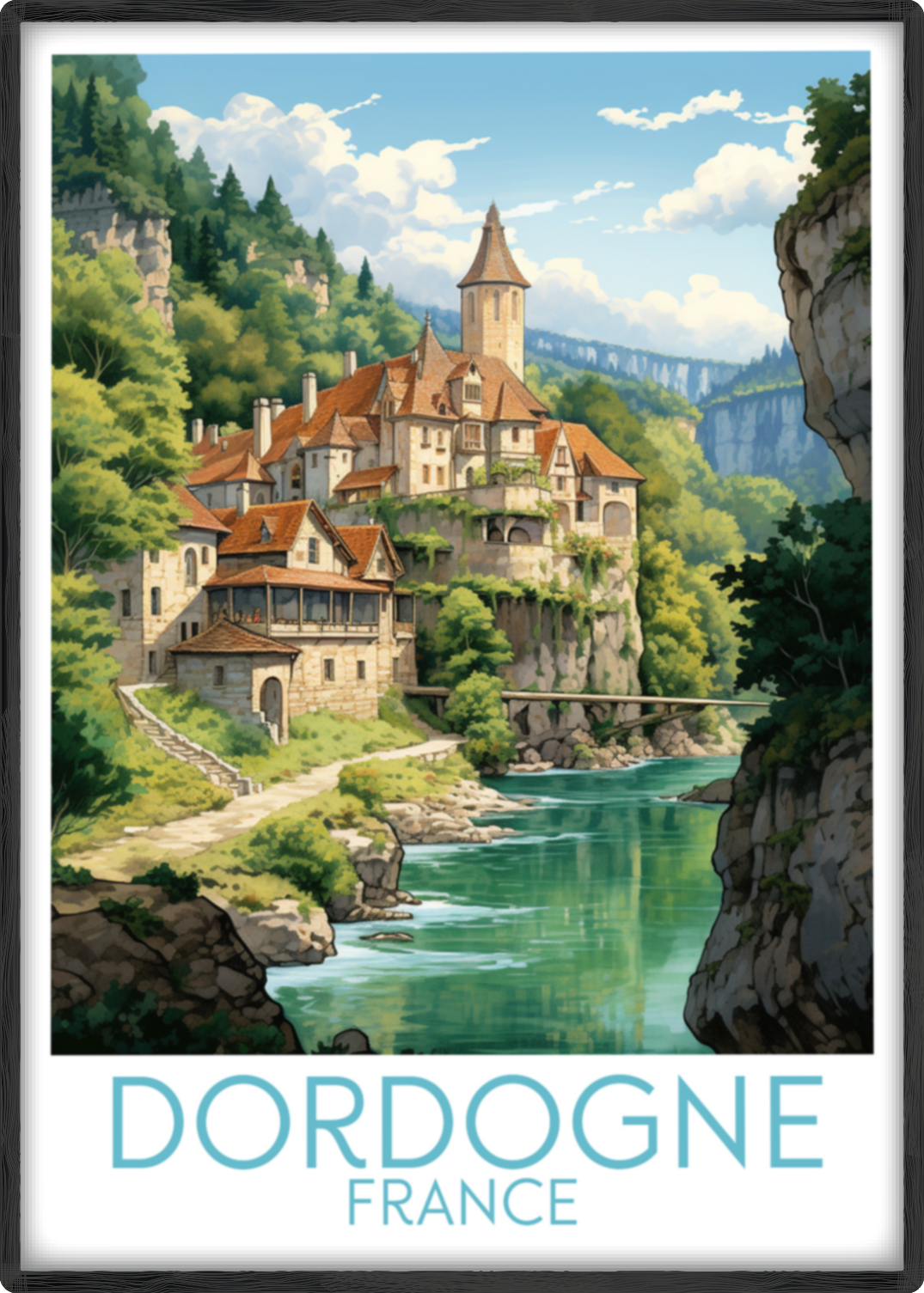 Dordogne travel poster main France