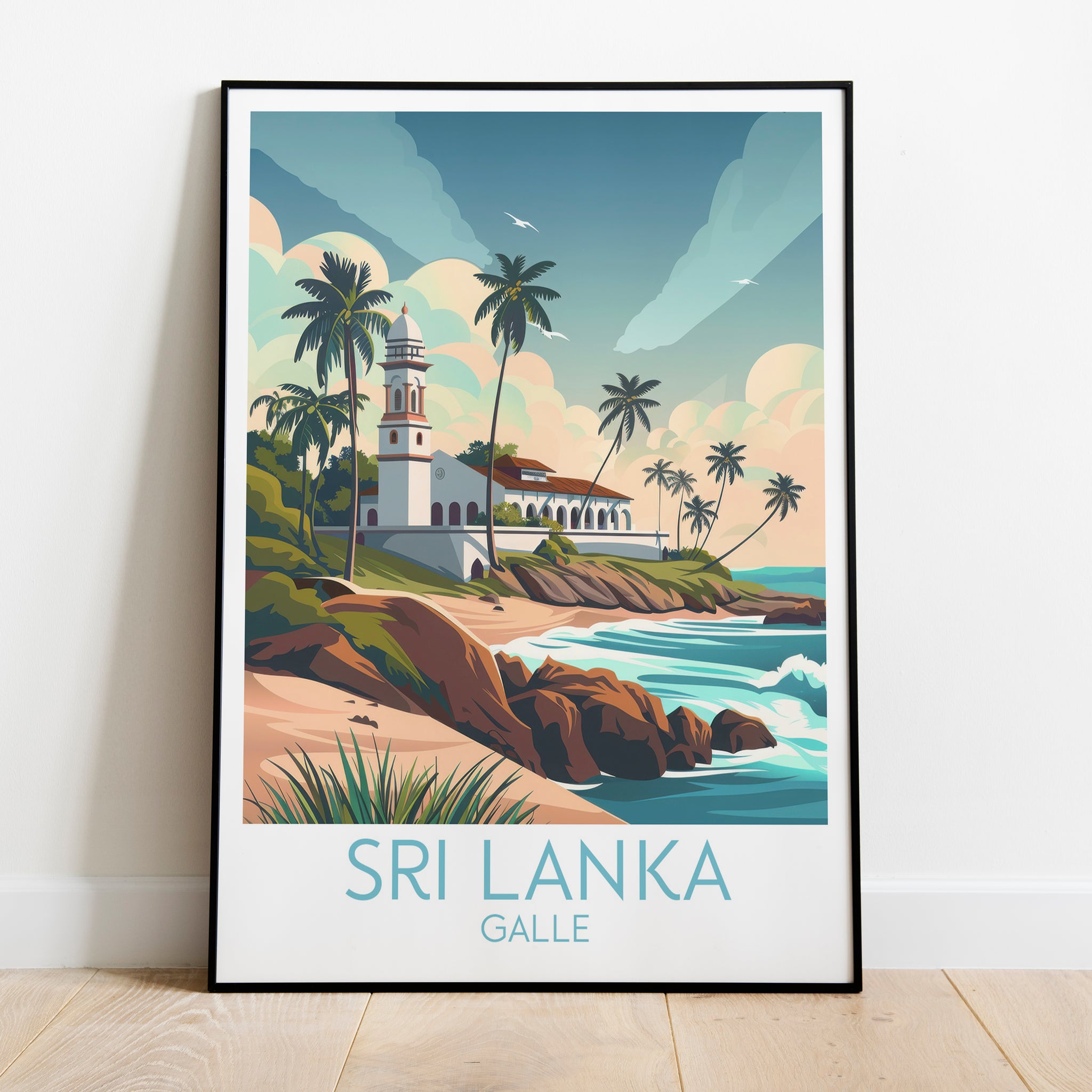 Sri Lanka travel poster on the ground Galle