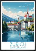 zurich travel poster main switzerland