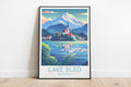 Lake Bled travel poster on the ground Slovenia