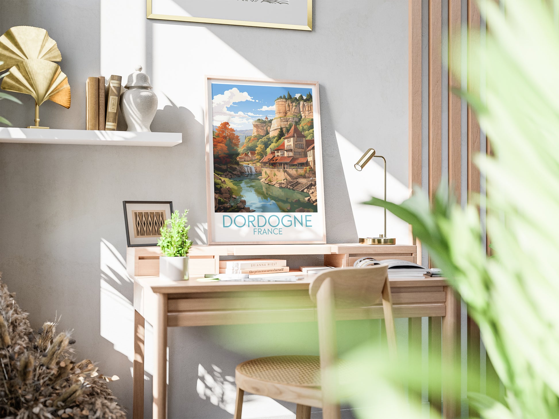 Dordogne travel poster on desk France