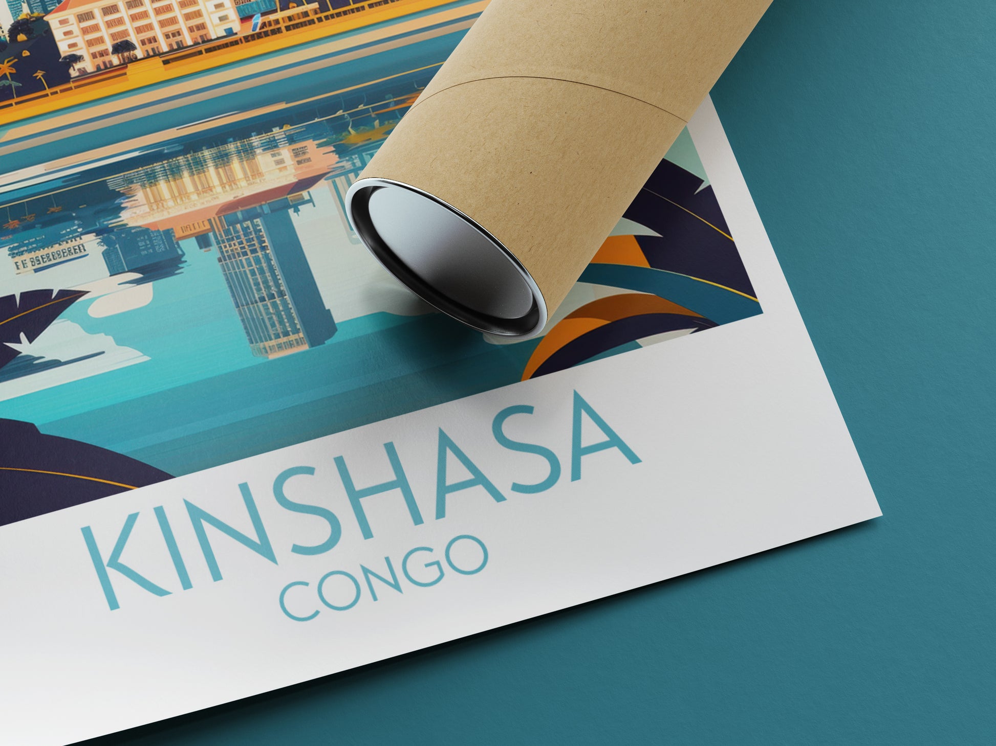 Kinshasa travel poster rolled Congo