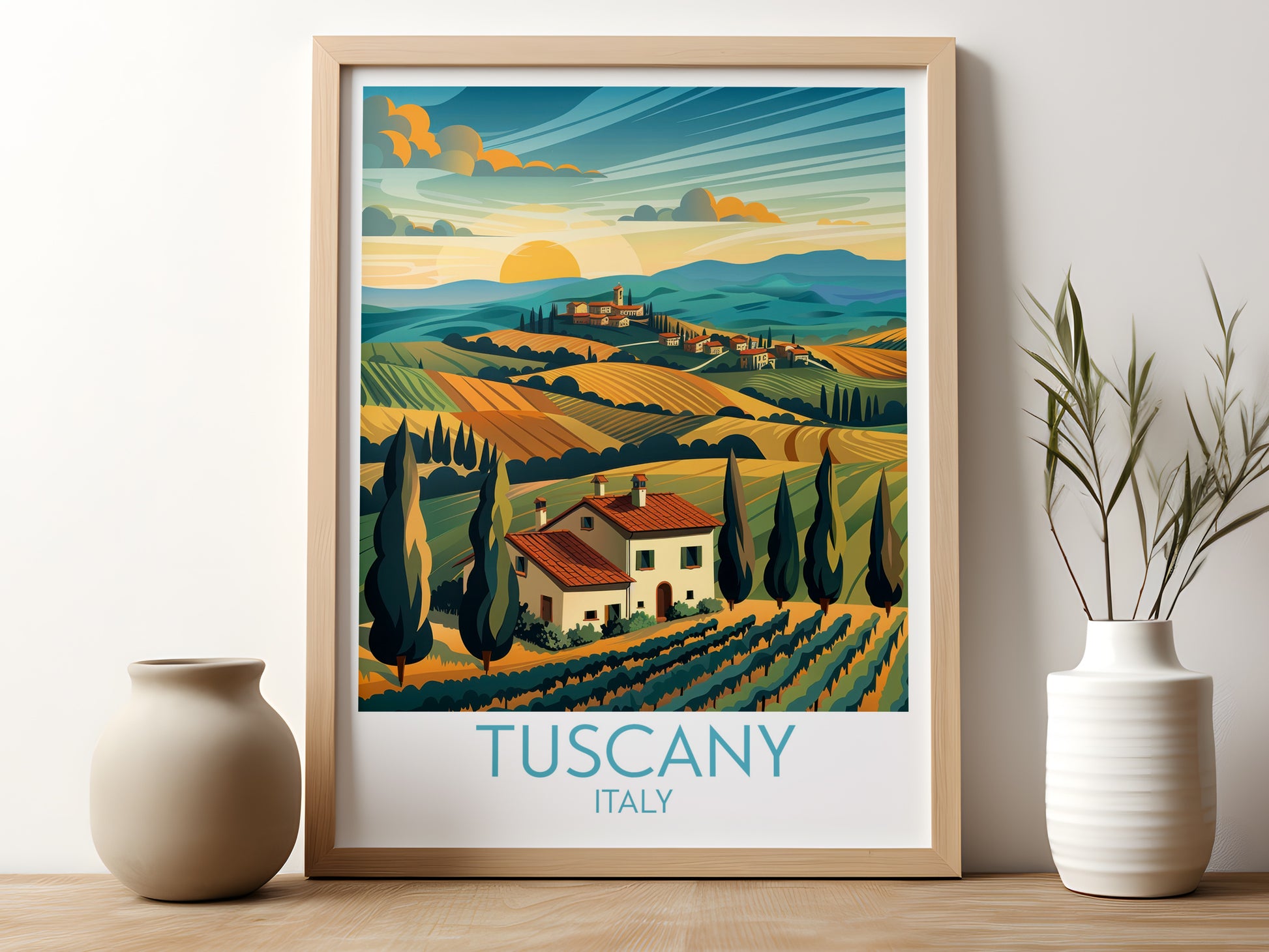 Tuscany travel poster for kitchen Italy