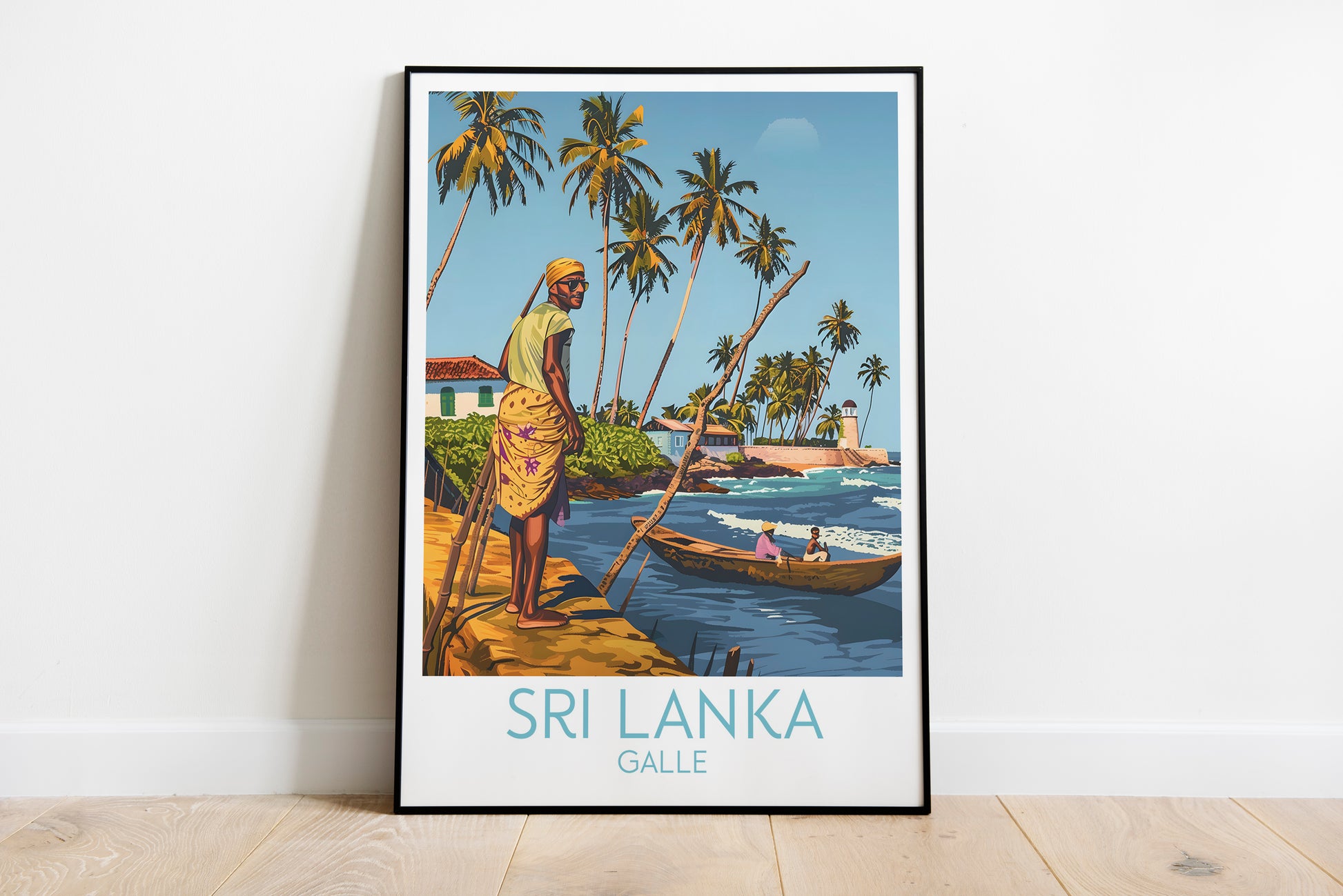 Sri Lanka travel poster on the ground Galle