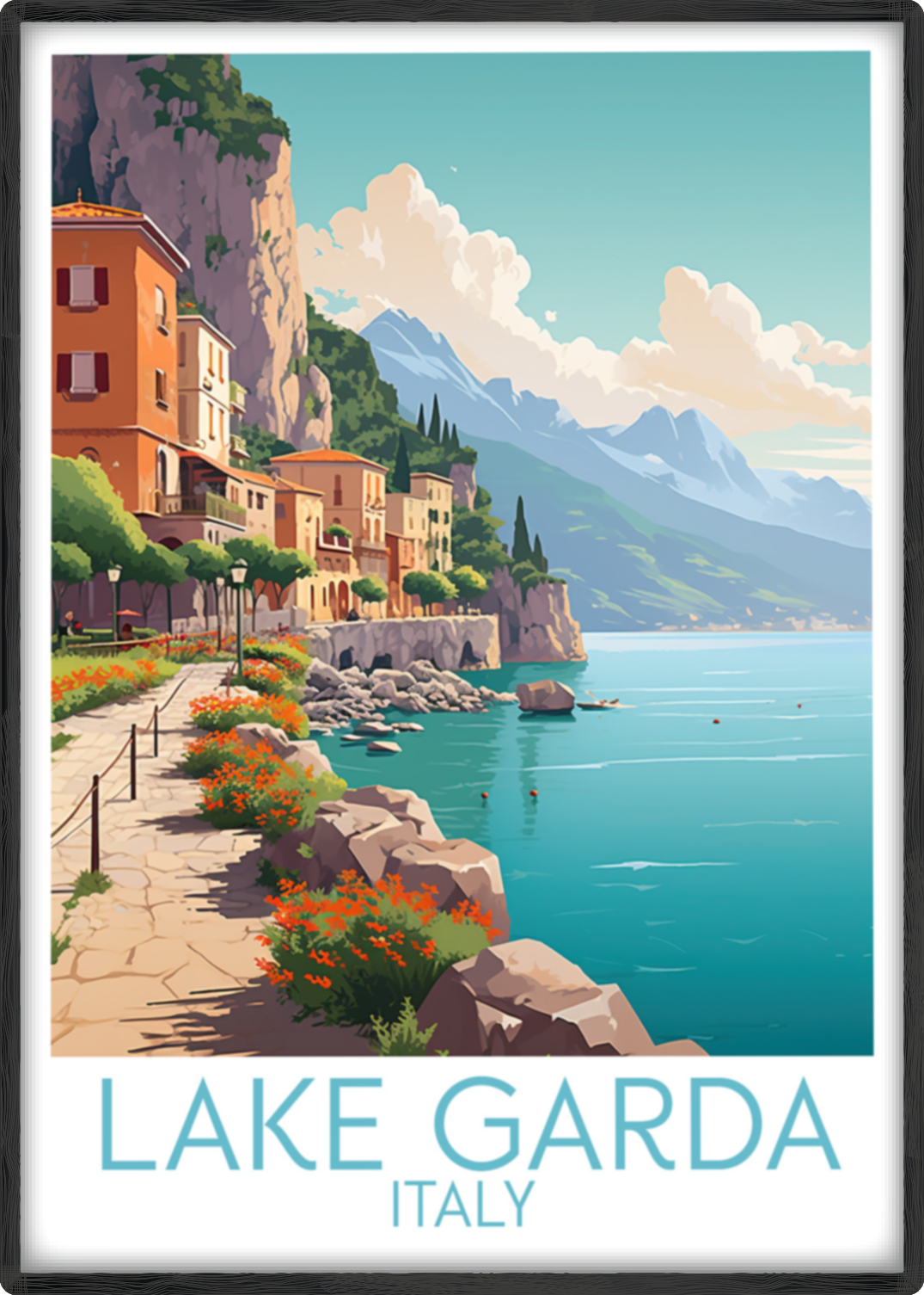 lake garda travel poster main italy