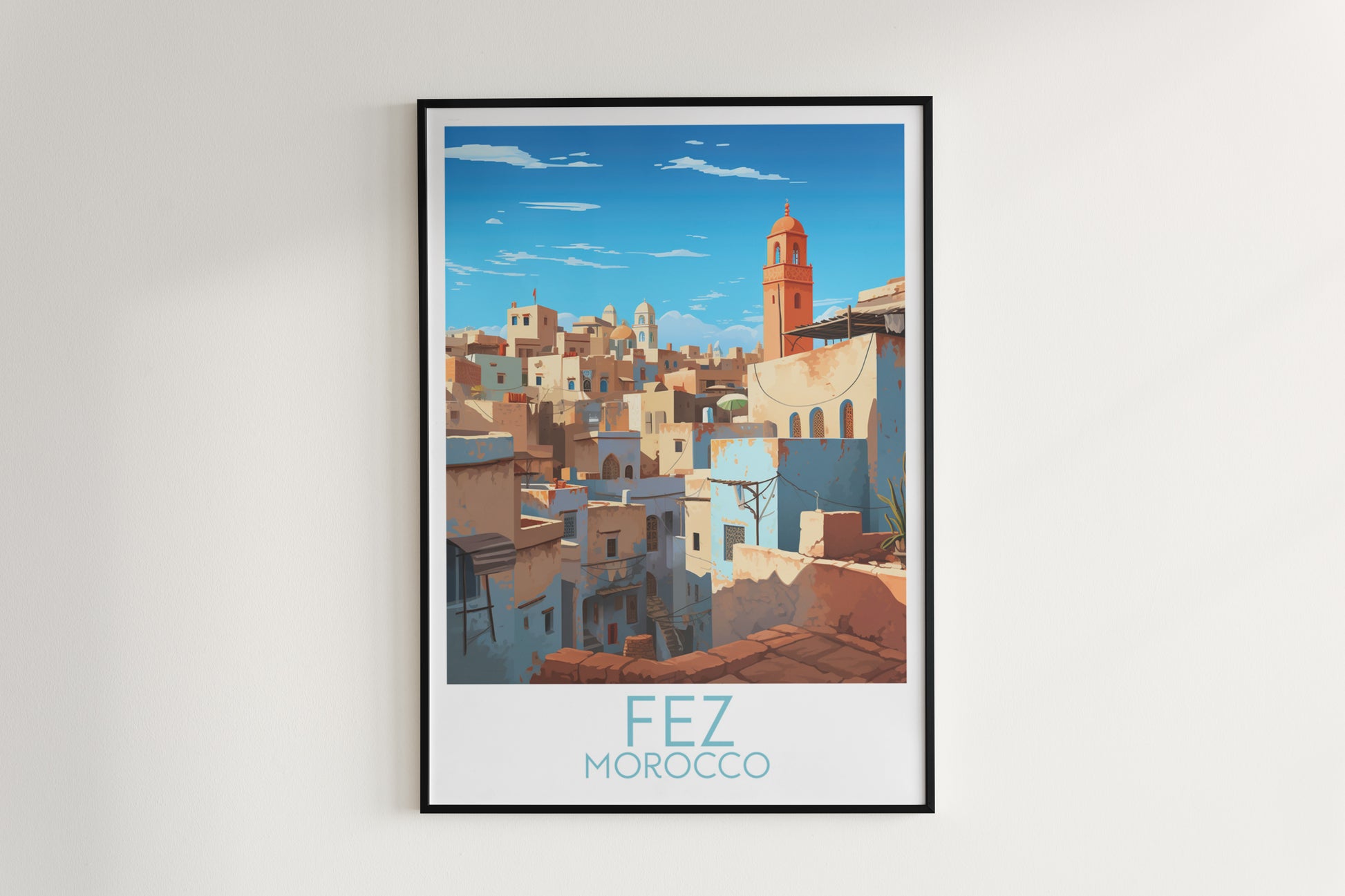 Fez travel poster on the wall Morocco