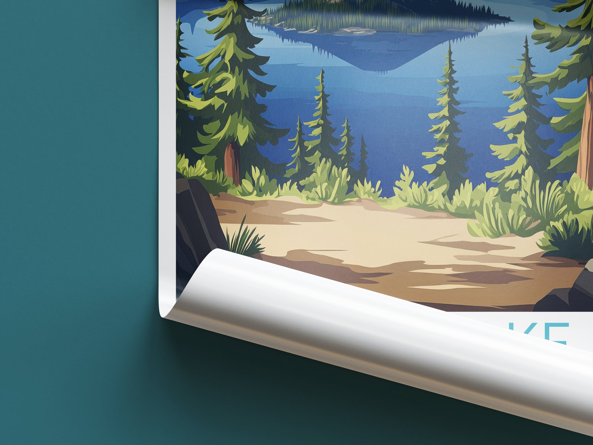 Crater Lake travel poster roll up National Park