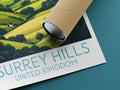 Surrey Hills travel poster rolled United Kingdom