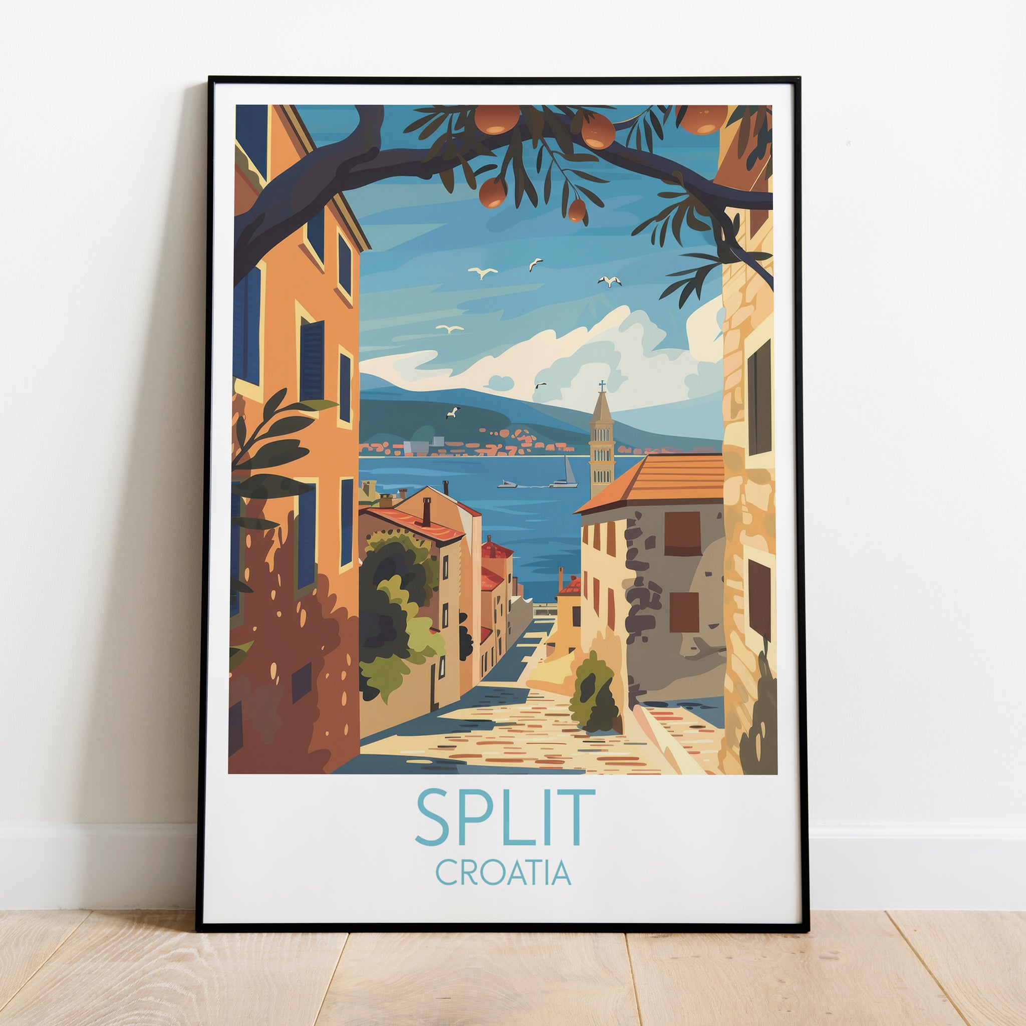 Split travel poster on the ground Croatia