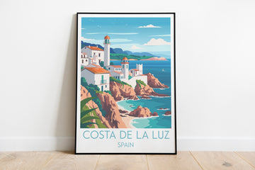 Costa de la Luz travel poster on the ground Spain