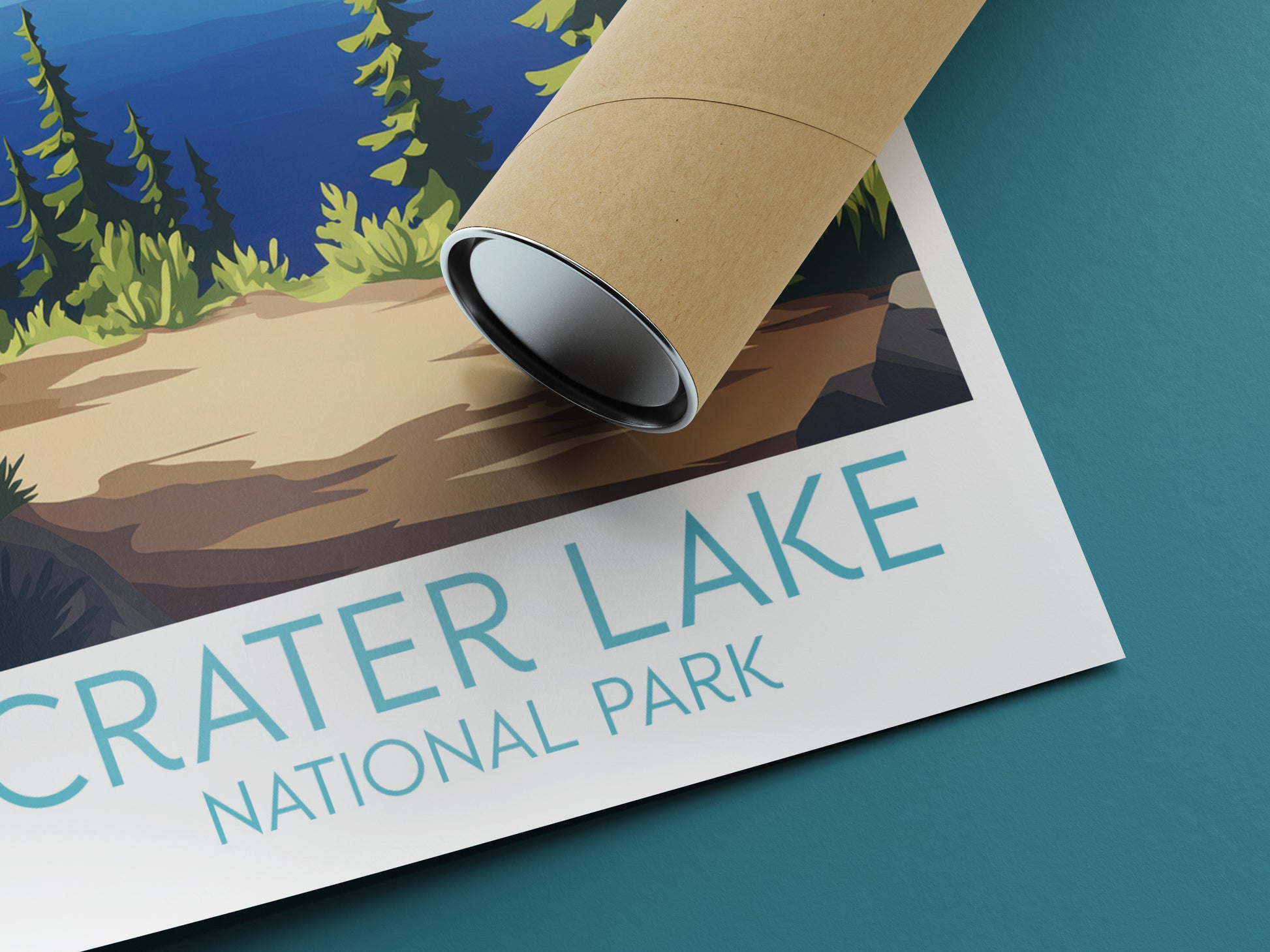 Crater Lake travel poster rolled National Park