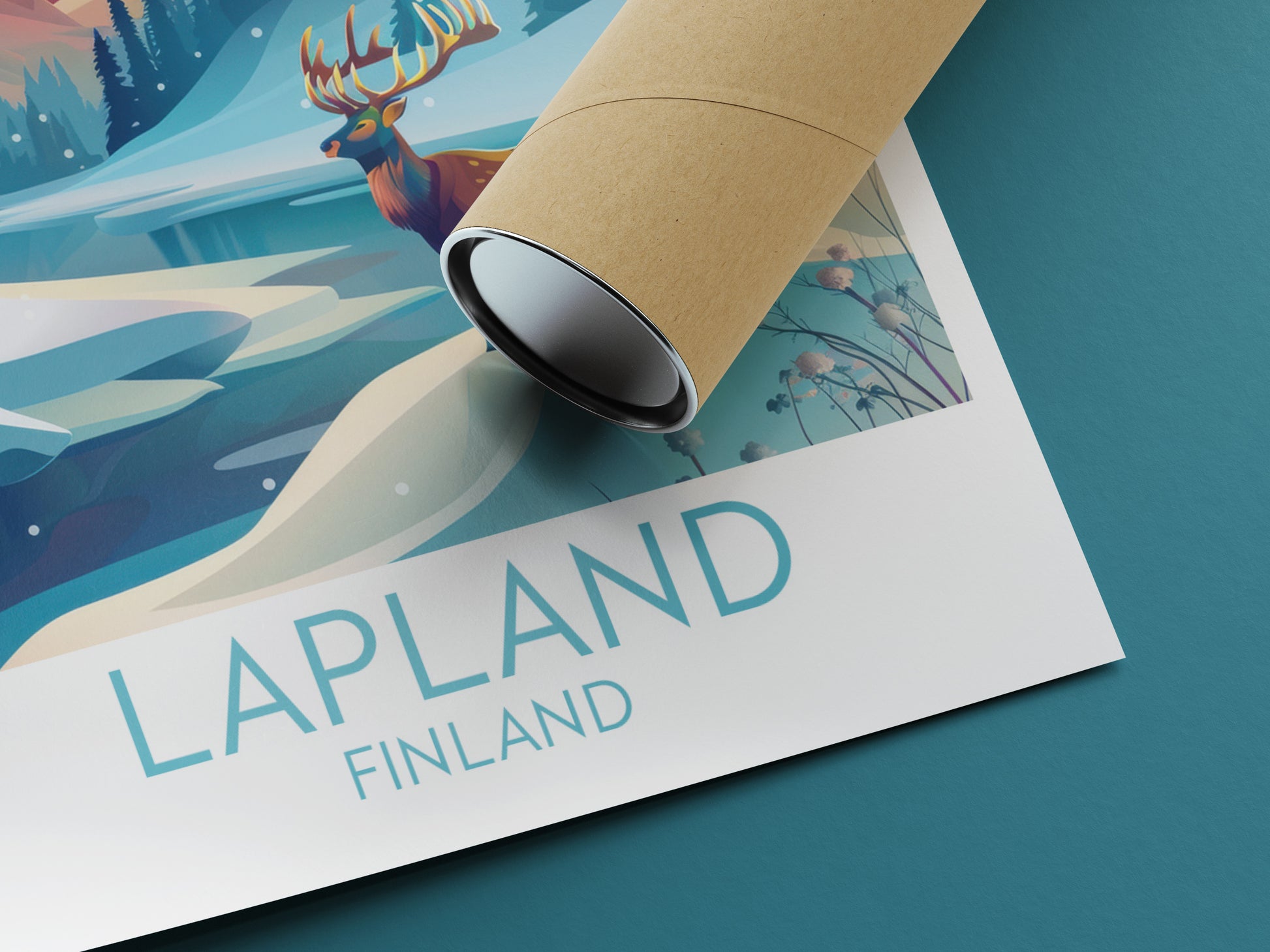 Lapland travel poster rolled Finland