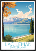 lac leman travel poster main switzerland