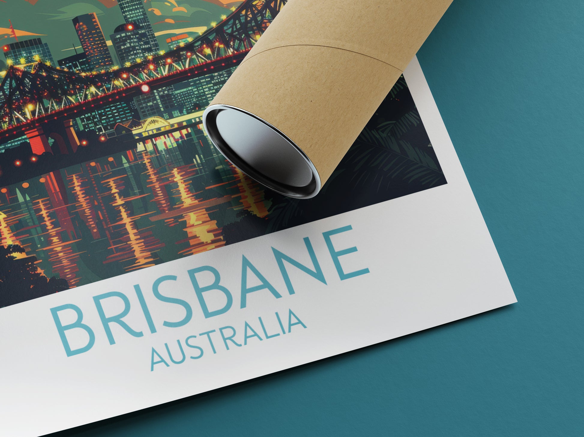 Brisbane travel poster rolled Australia