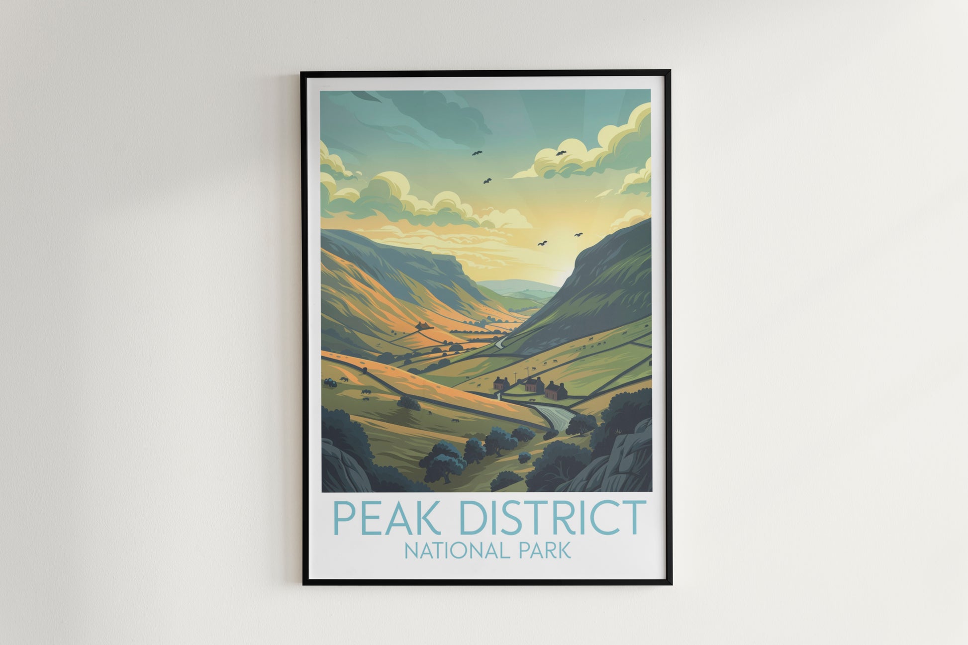 Peak District travel poster on the wall National Park