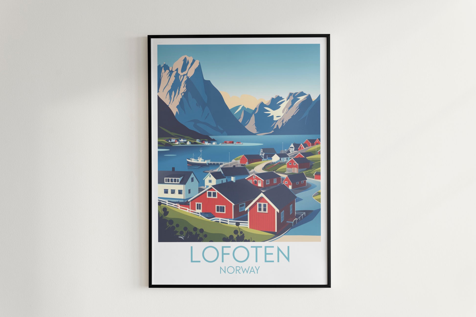 Lofoten travel poster on the wall Norway