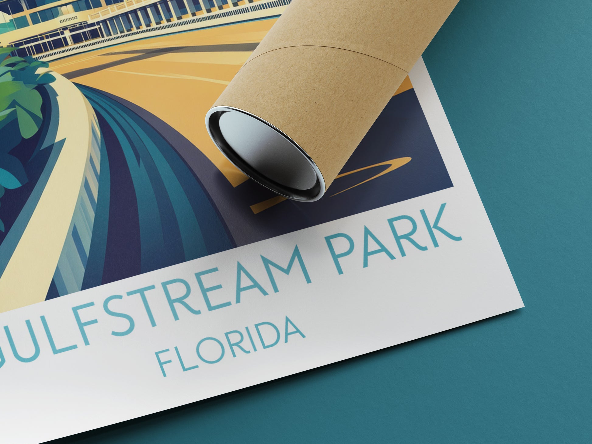 Gulfstream Park travel poster rolled Florida