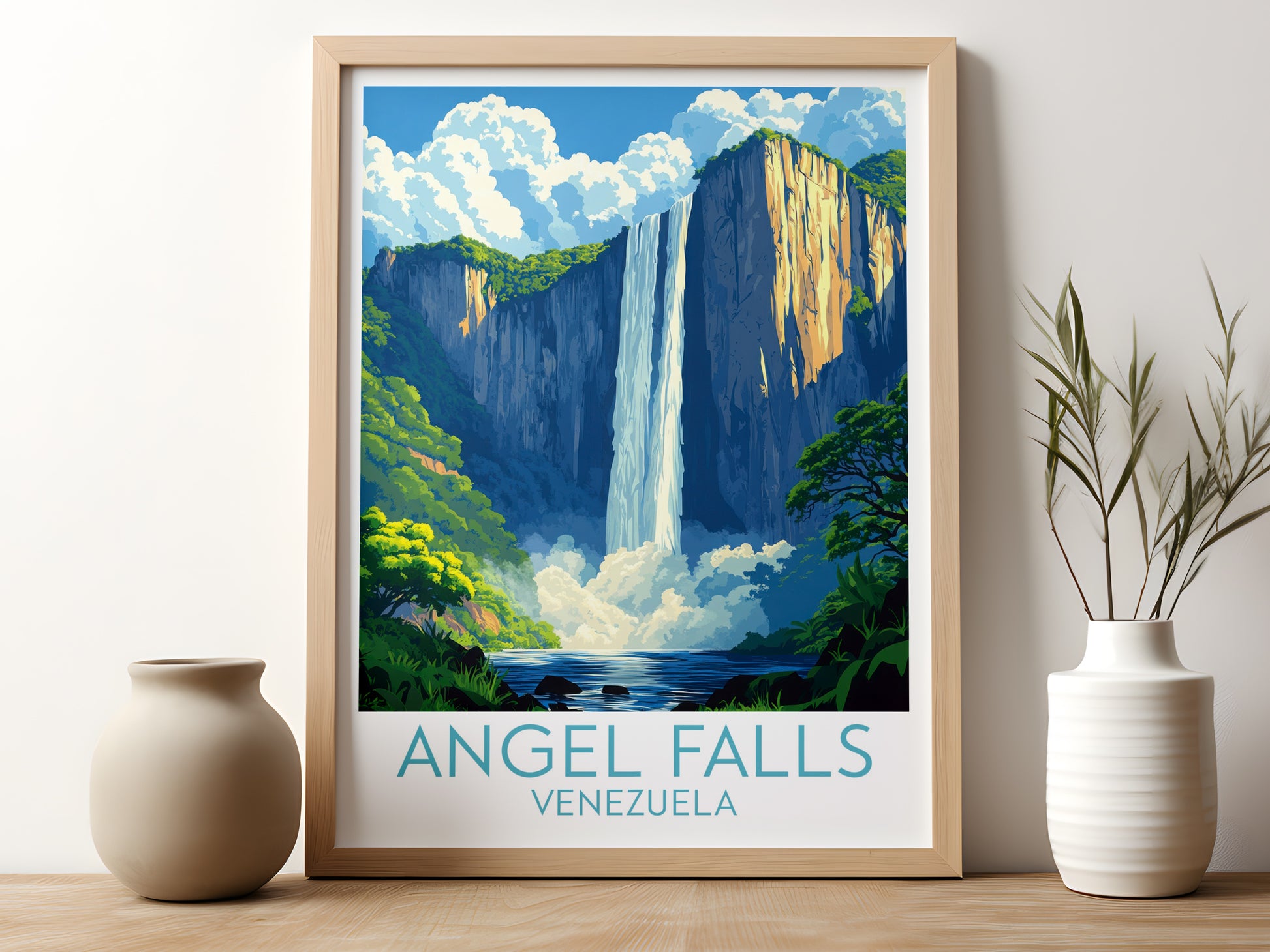 Angel Falls travel poster for kitchen Venezuela