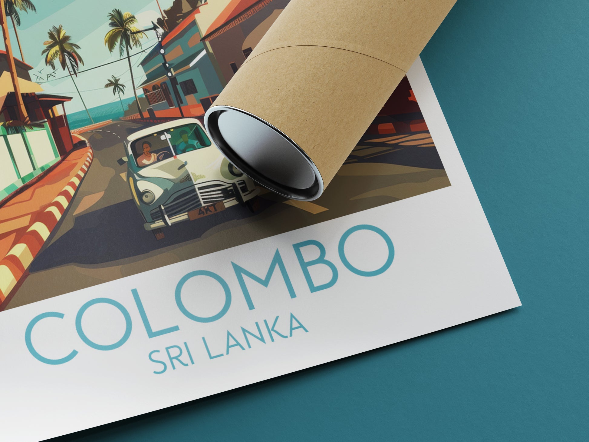 Colombo travel poster rolled Sri Lanka