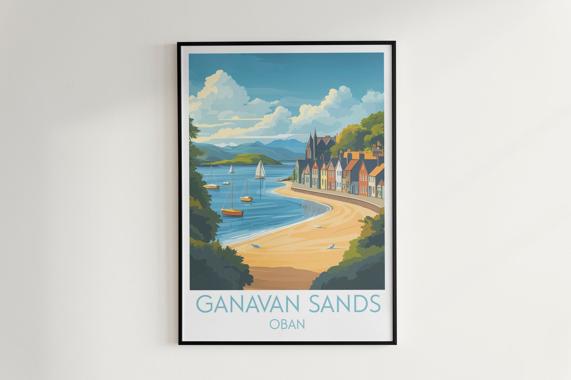 Ganavan Sands travel poster on the wall Oban