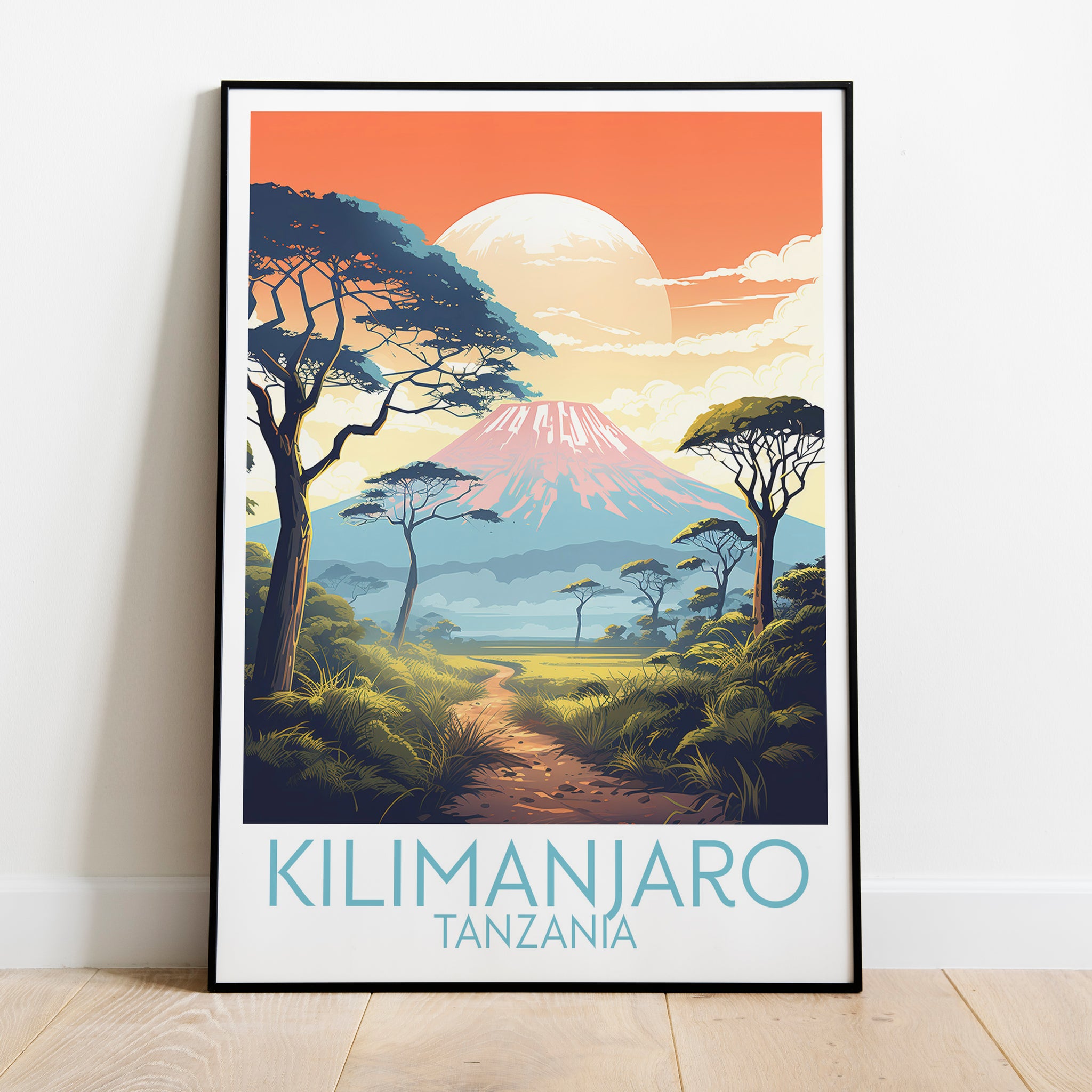 Kilimanjaro travel poster on the ground Tanzania