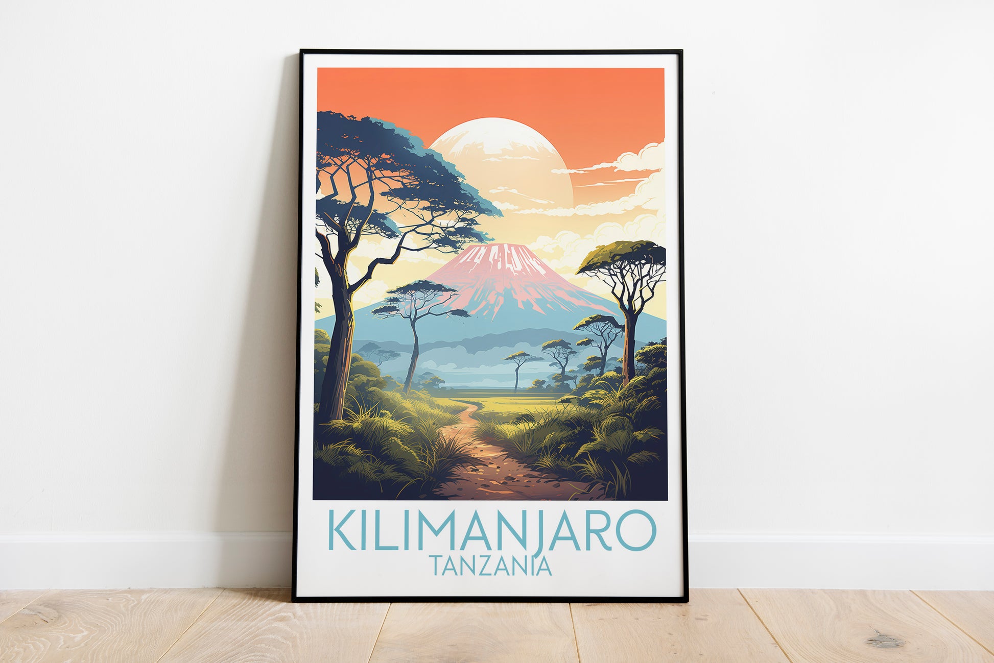 Kilimanjaro travel poster on the ground Tanzania