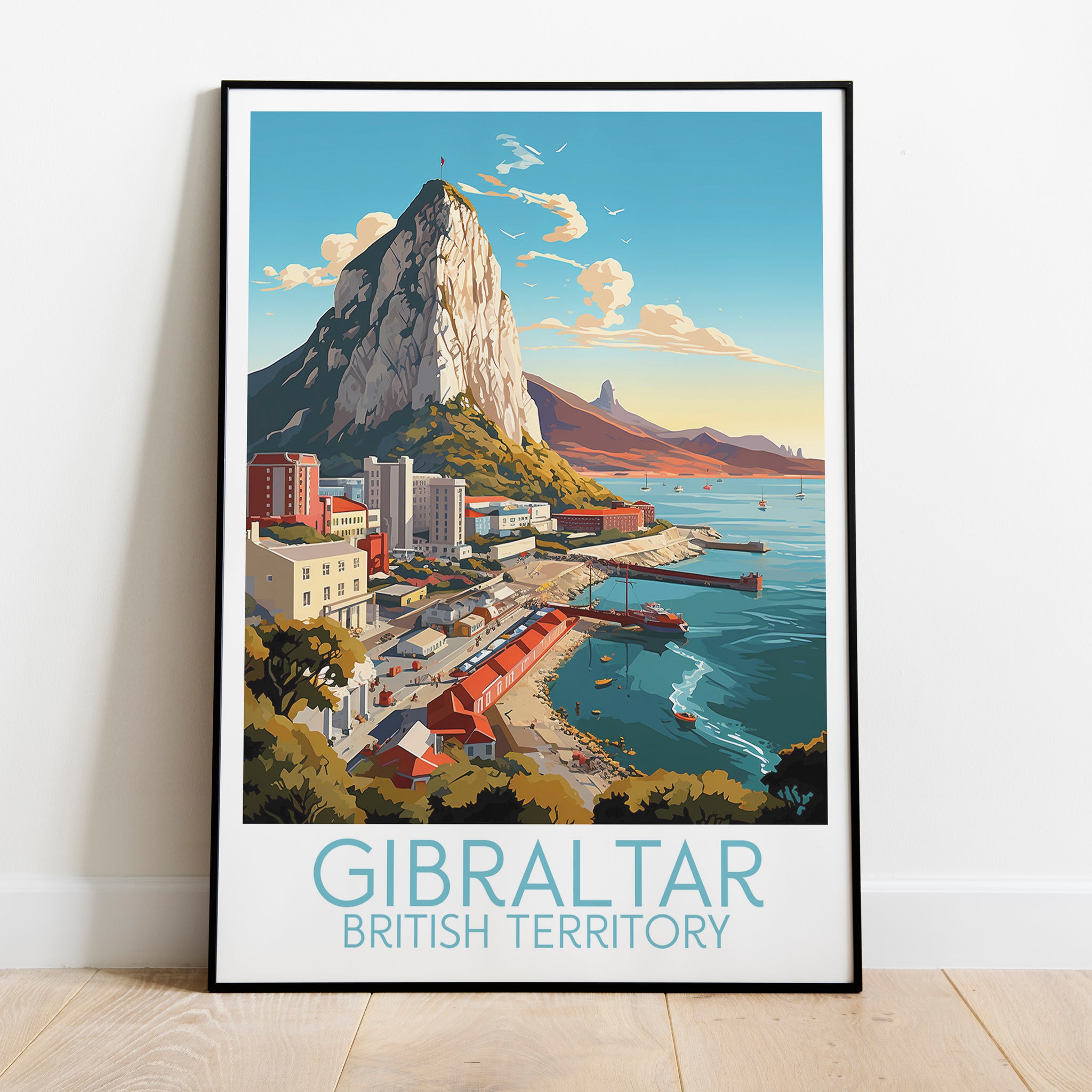 Gibraltar travel poster on the ground British Territory