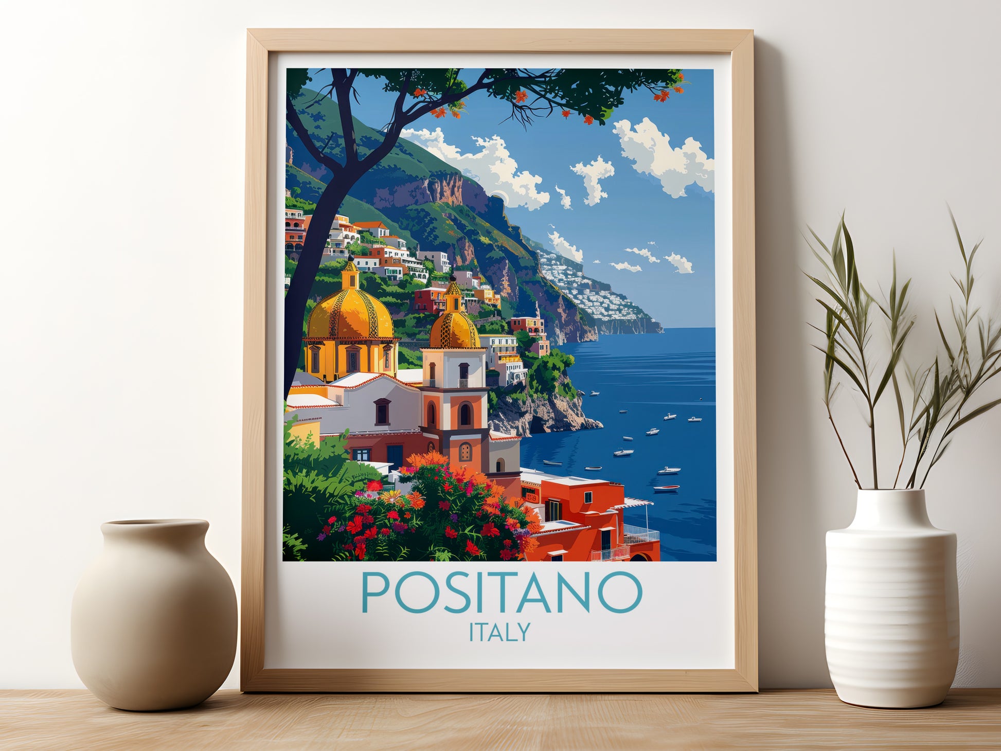 Positano travel poster for kitchen Italy