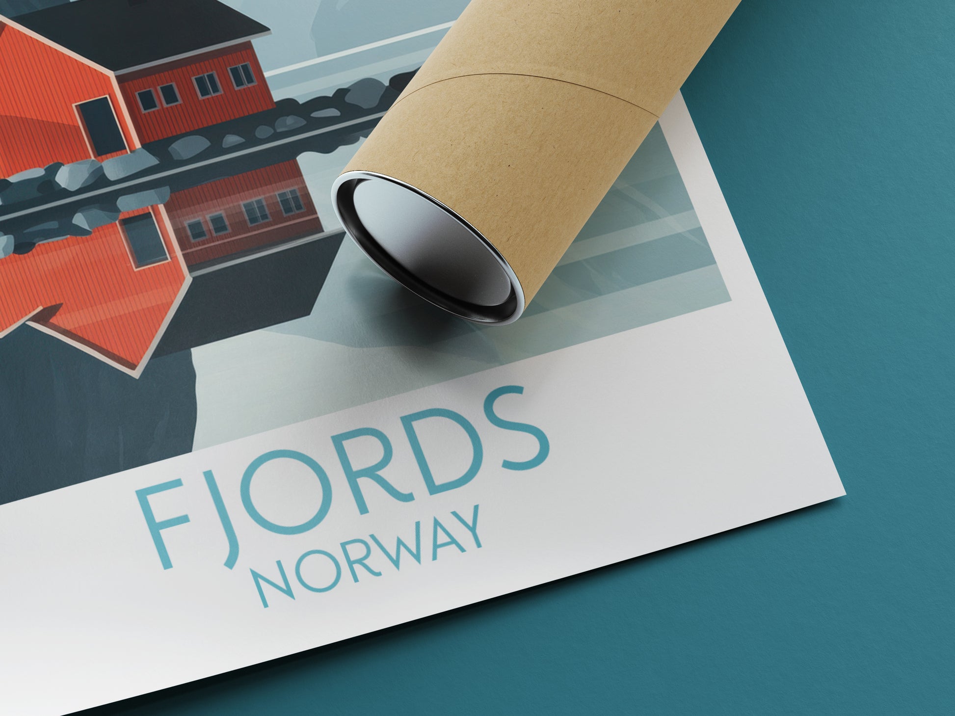 Fjords travel poster rolled Norway