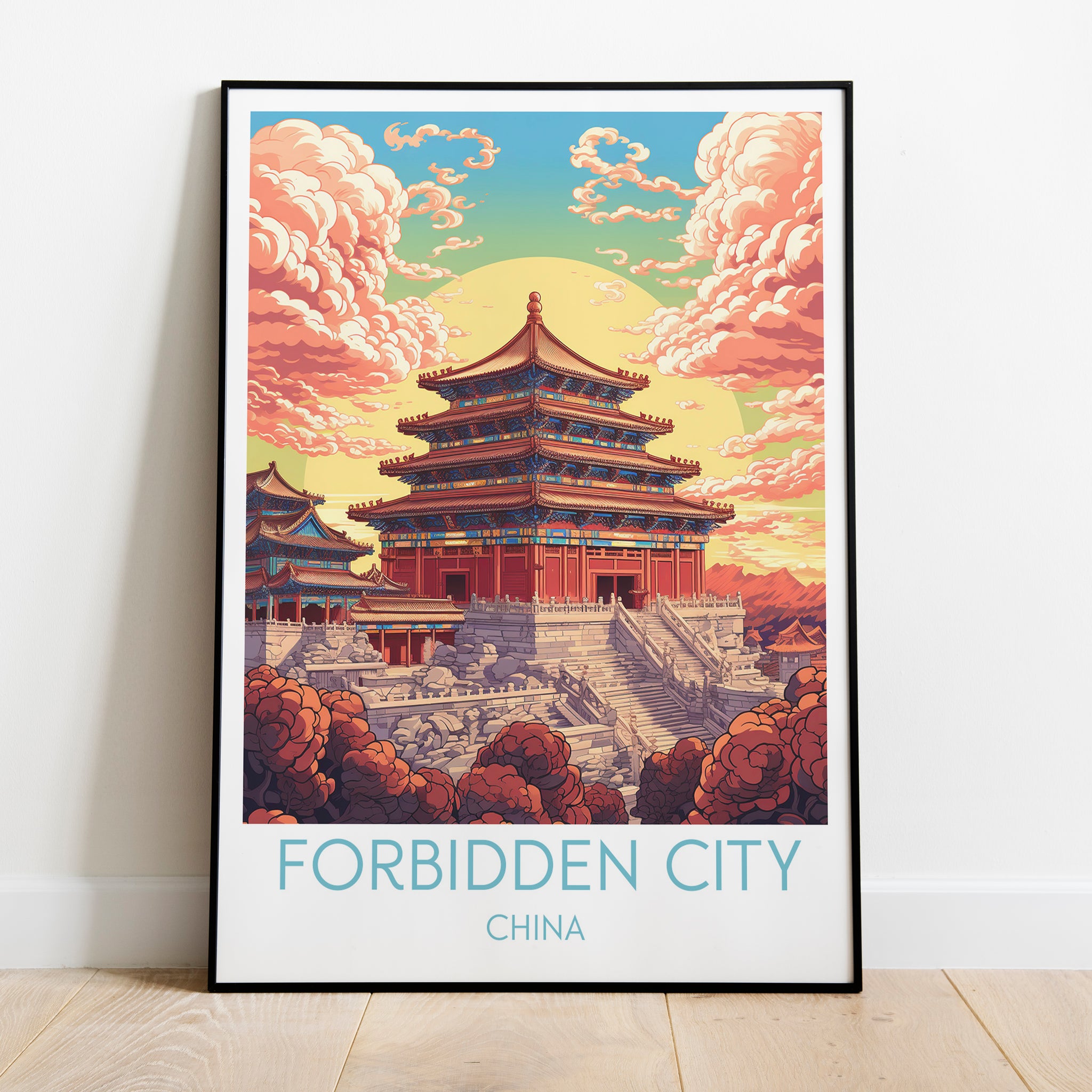 Forbidden City travel poster on the ground China