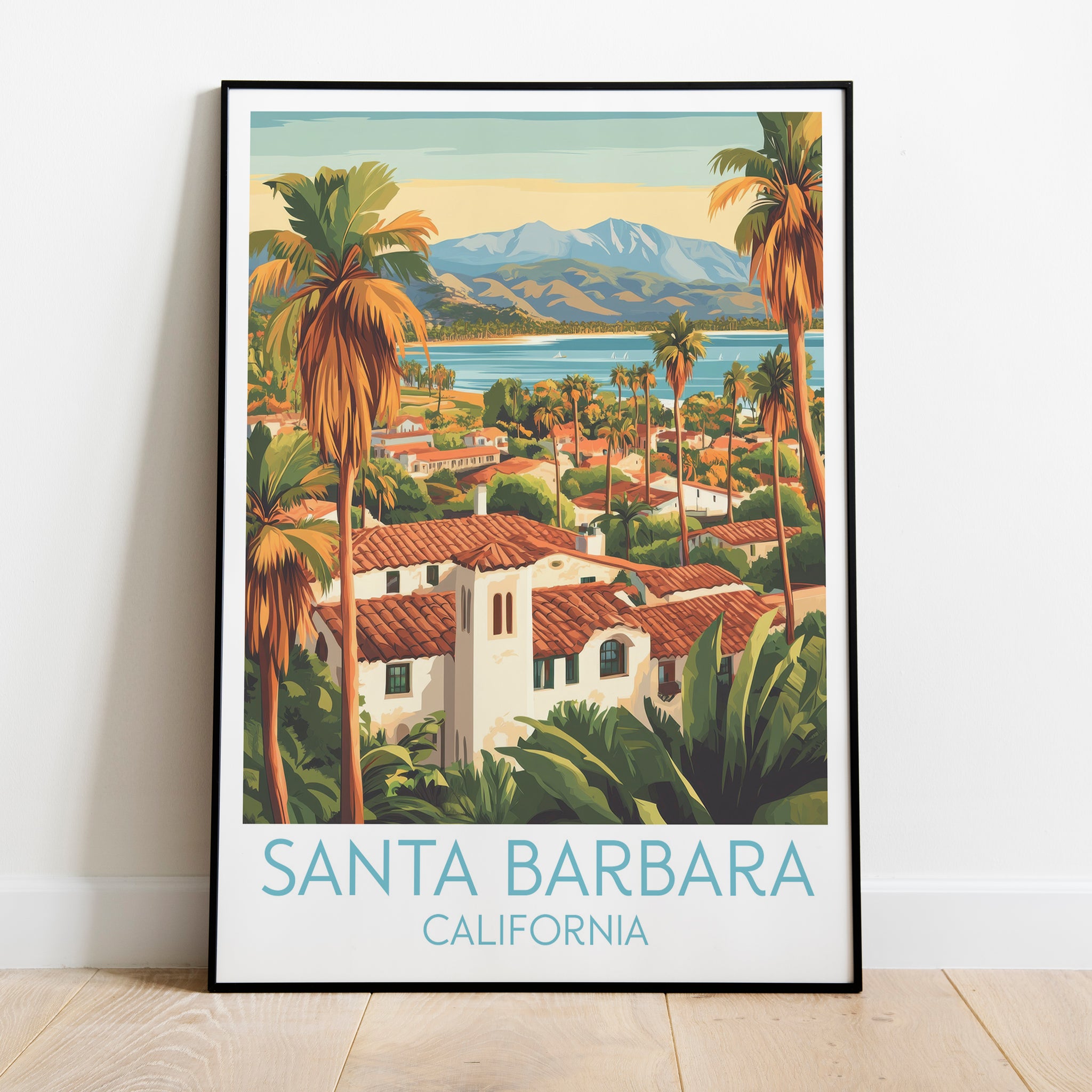 Santa Barbara travel poster on the ground California